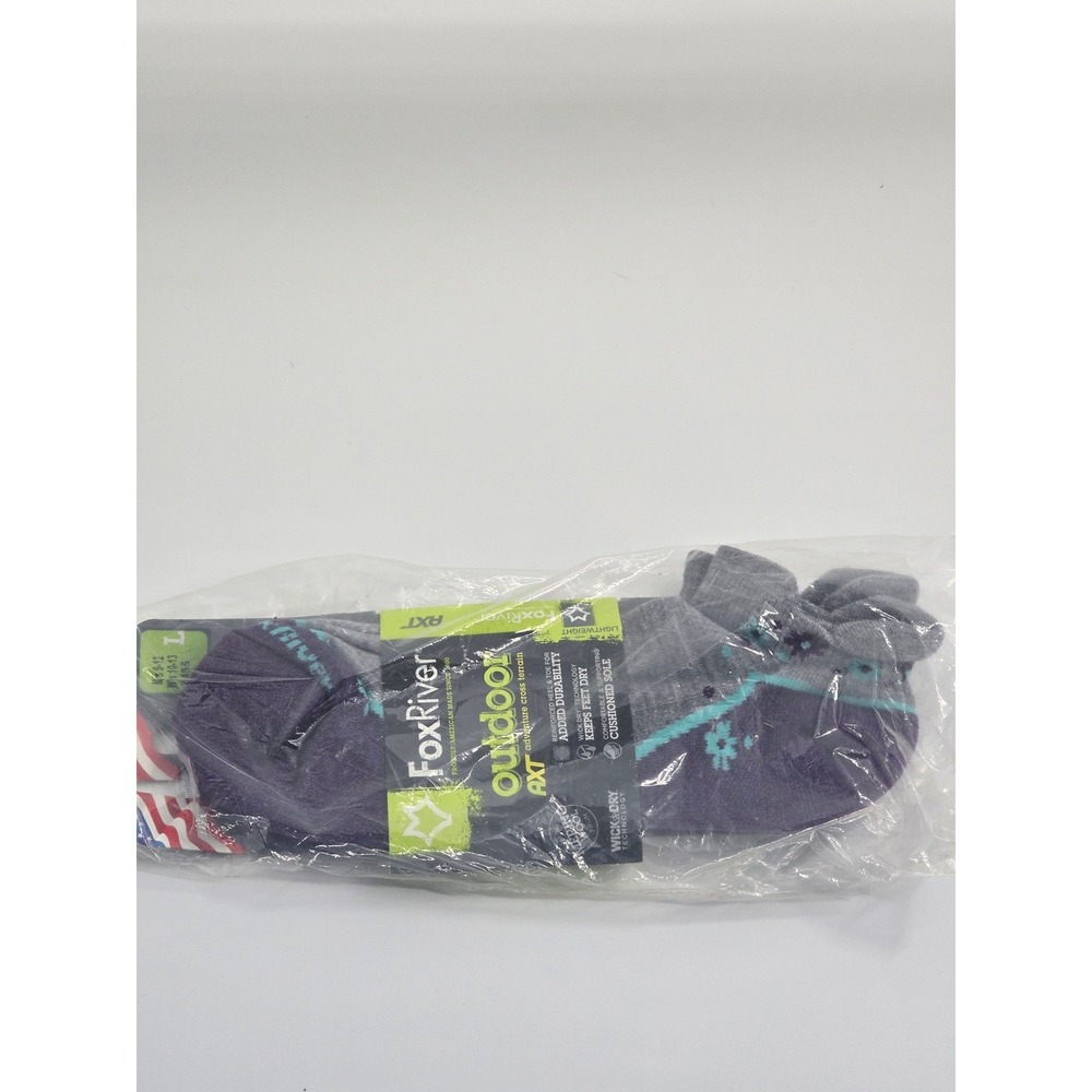 Fox River Outdoor AXT Merino Wool Trail Ankle Socks Purple Grey Mens 9-12 L 2455 - Picture 5 of 5